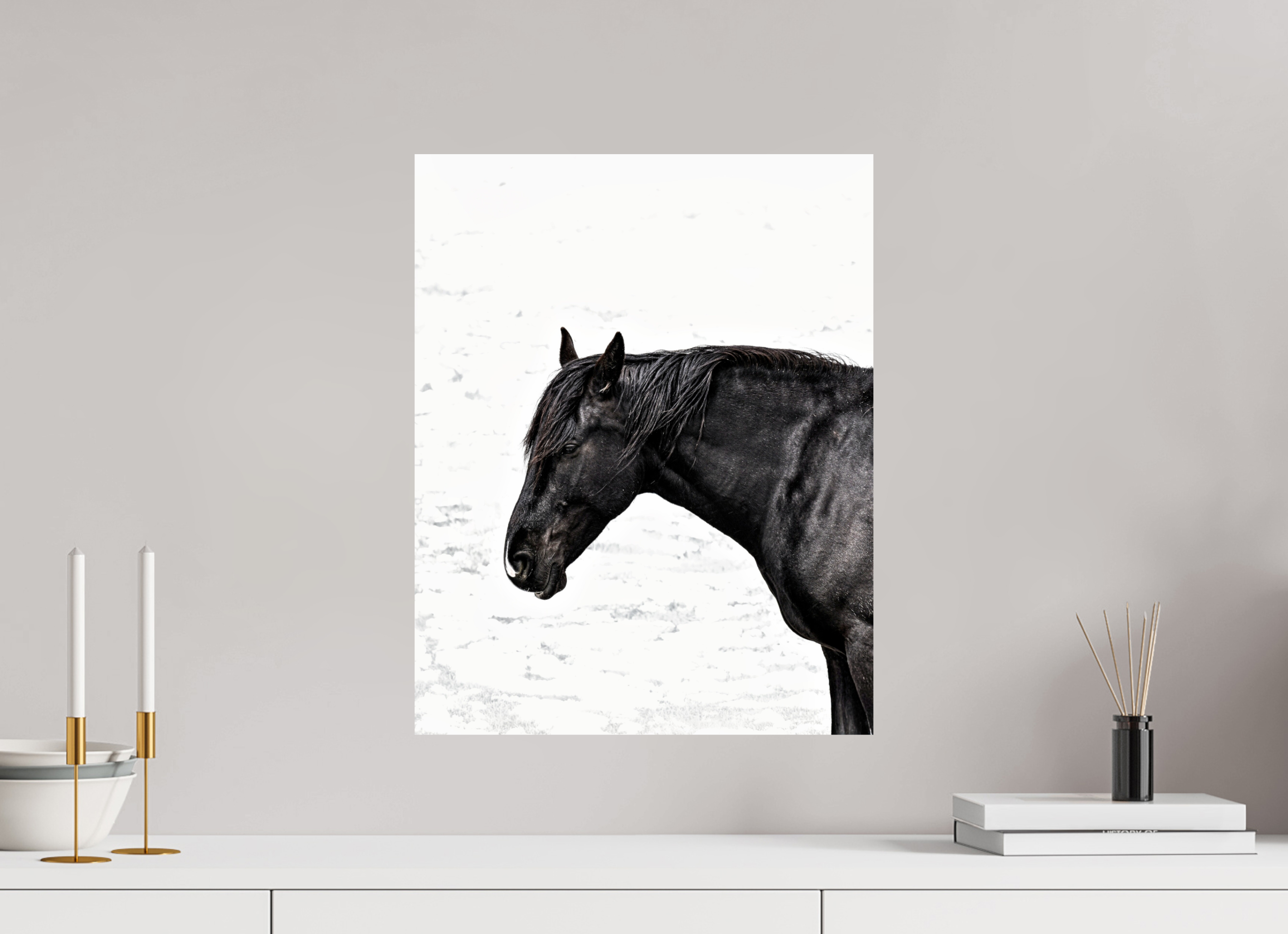 16 x 20.2″, PHOTO PAPER Horse Black and White Portrait