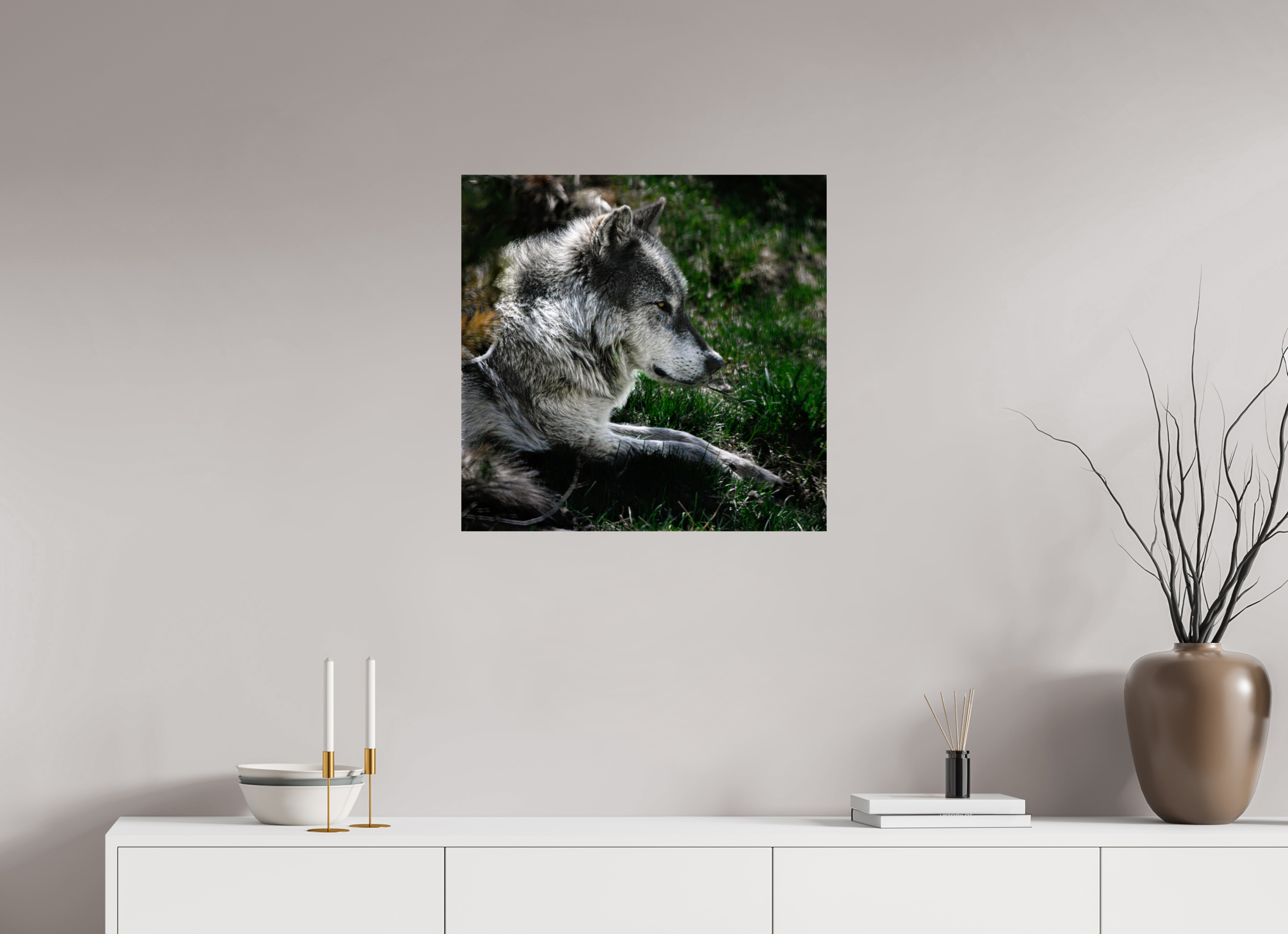 24.6 x 24″, METAL Wolf Side Profile
