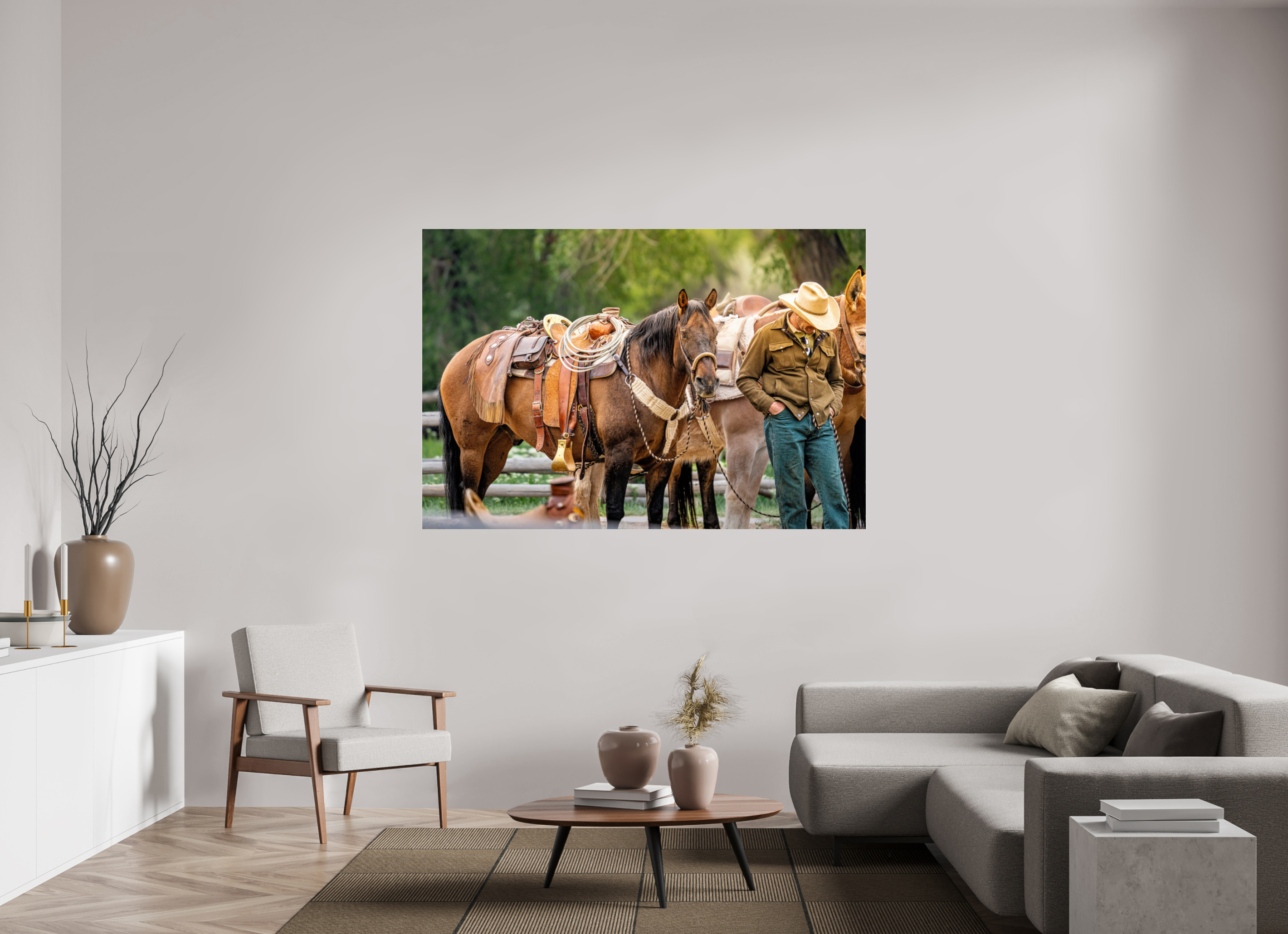 69.5 x 47″, ACRYLIC Forest Service at Pack Horse Races