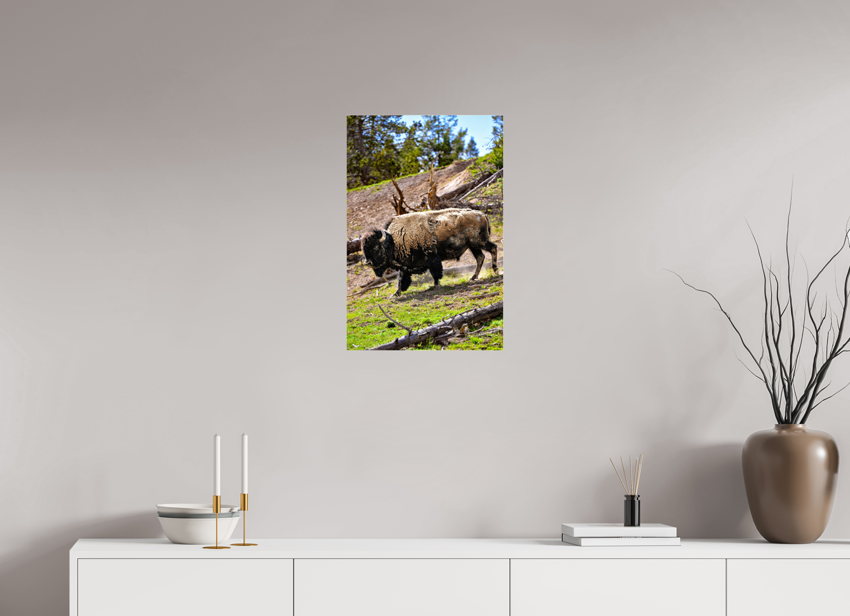 16 x 24″, ACRYLIC Bison Walking