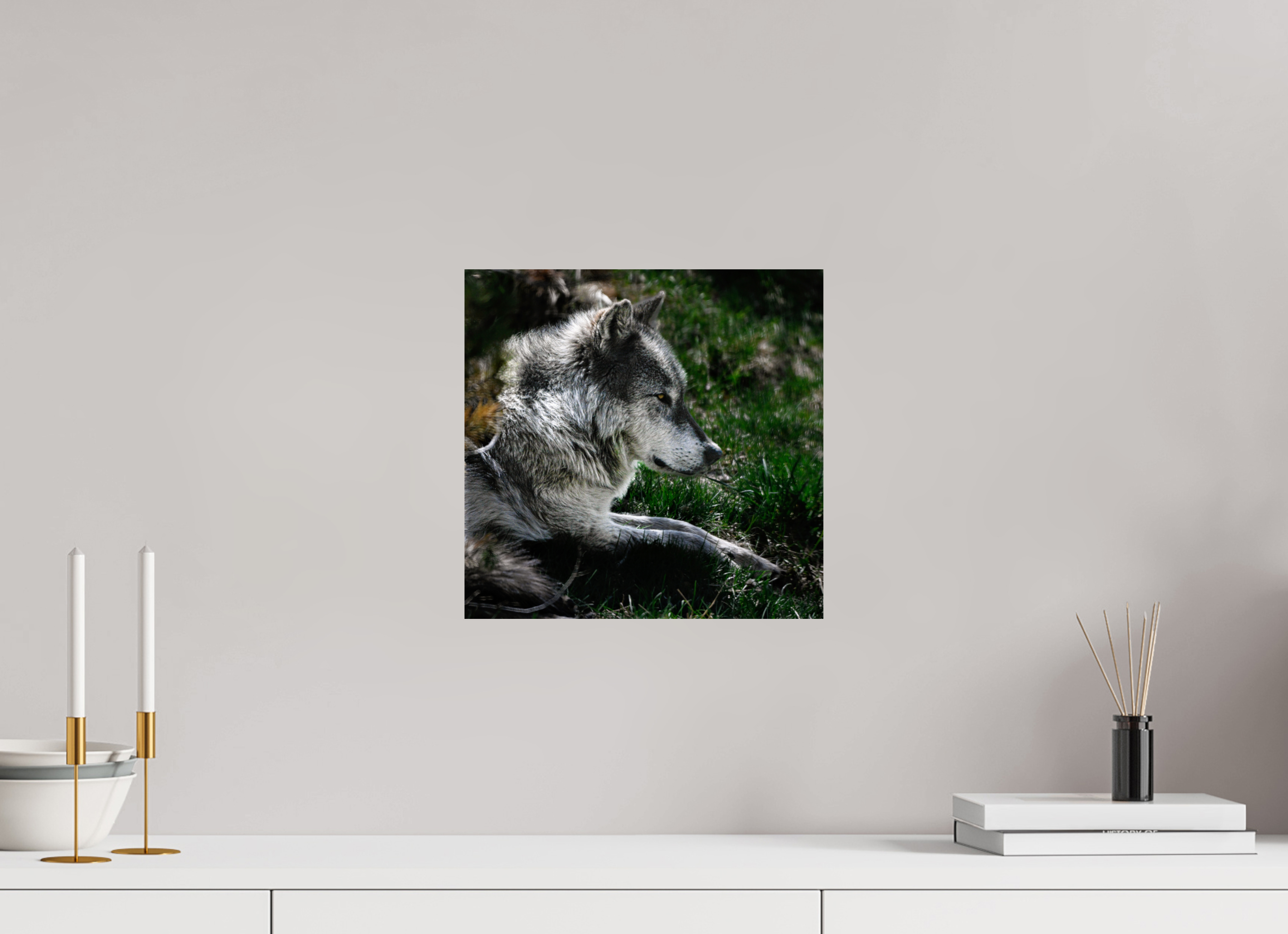 12.3 x 12″, METAL Wolf Side Profile
