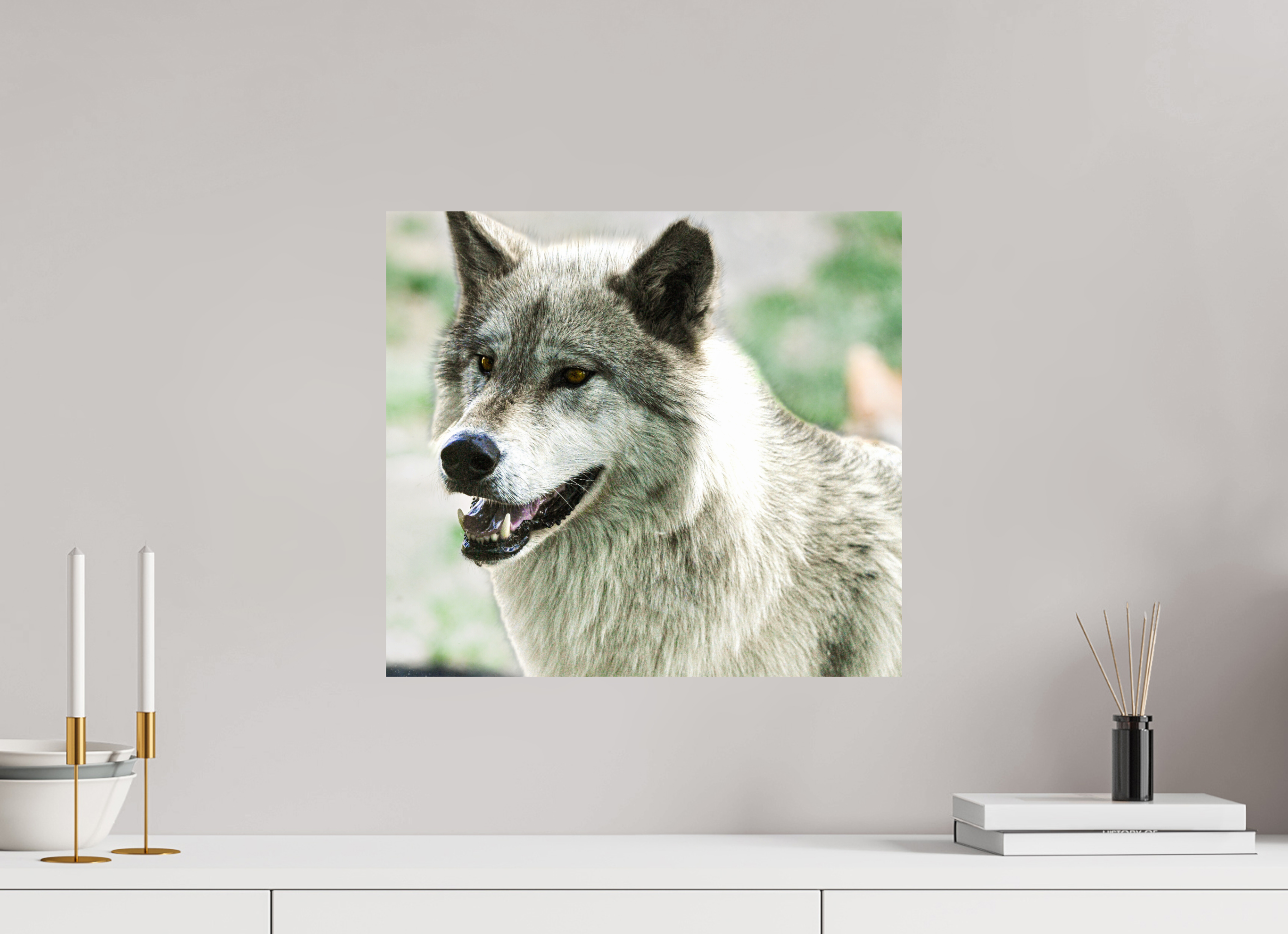 17.7 x 16″, METAL Wolf Portrait