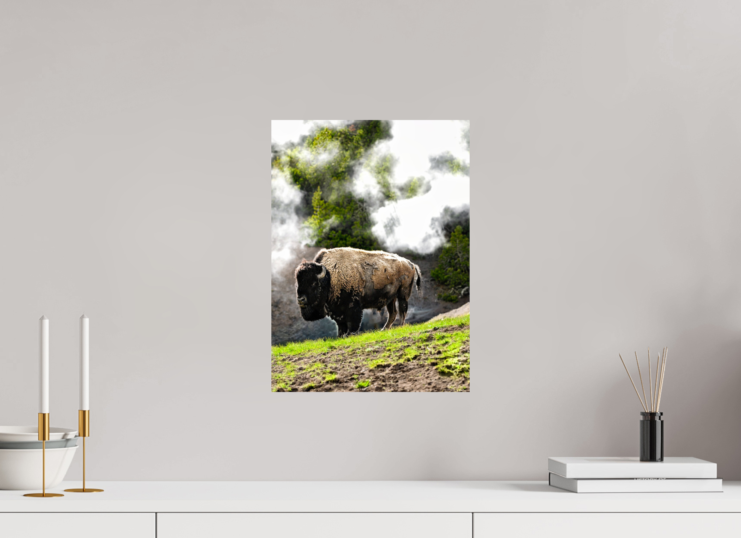 12 x 16.5″, PHOTO PAPER Bison with Steam