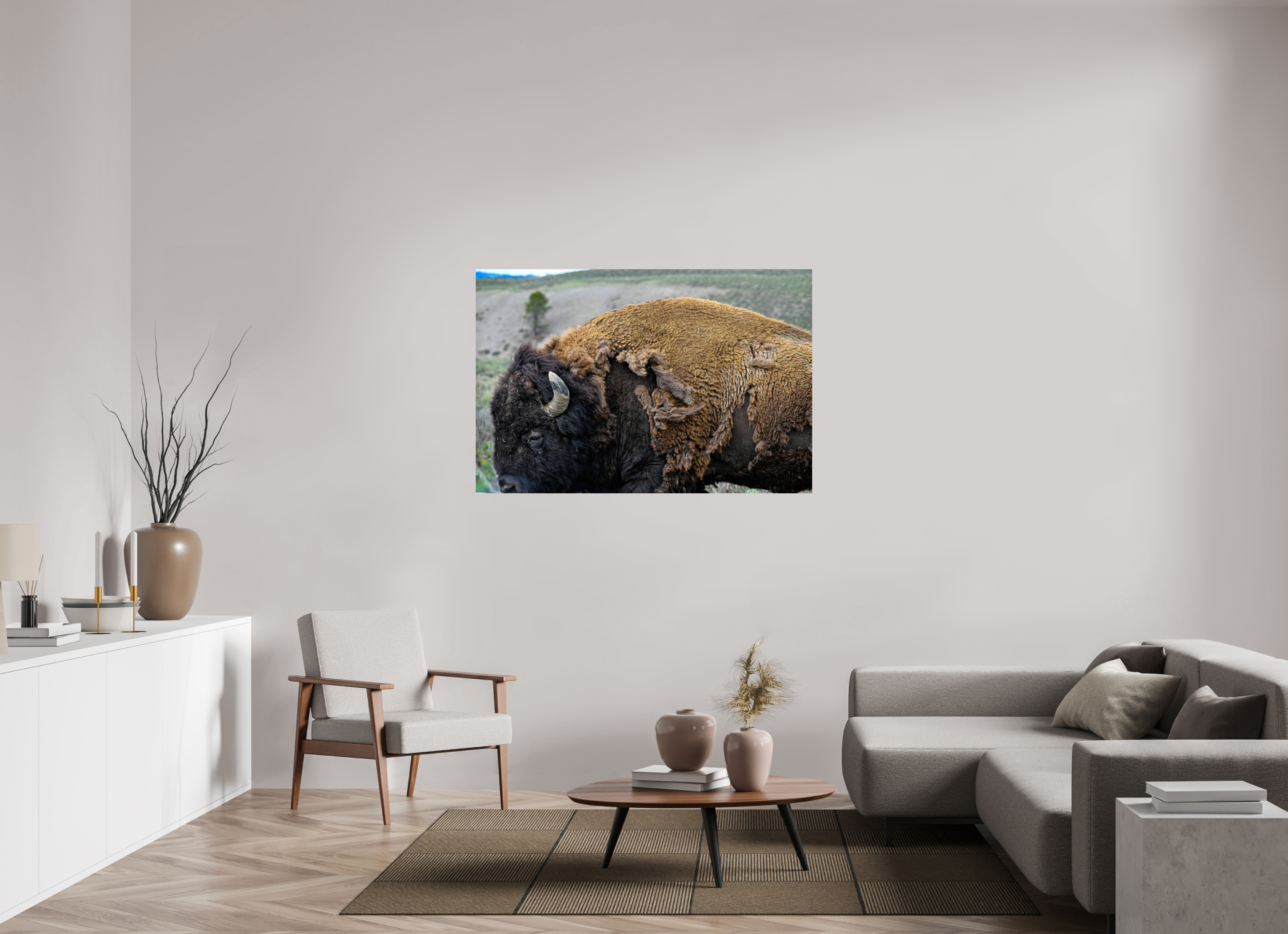 54 x 36″, METAL Bison side profile
