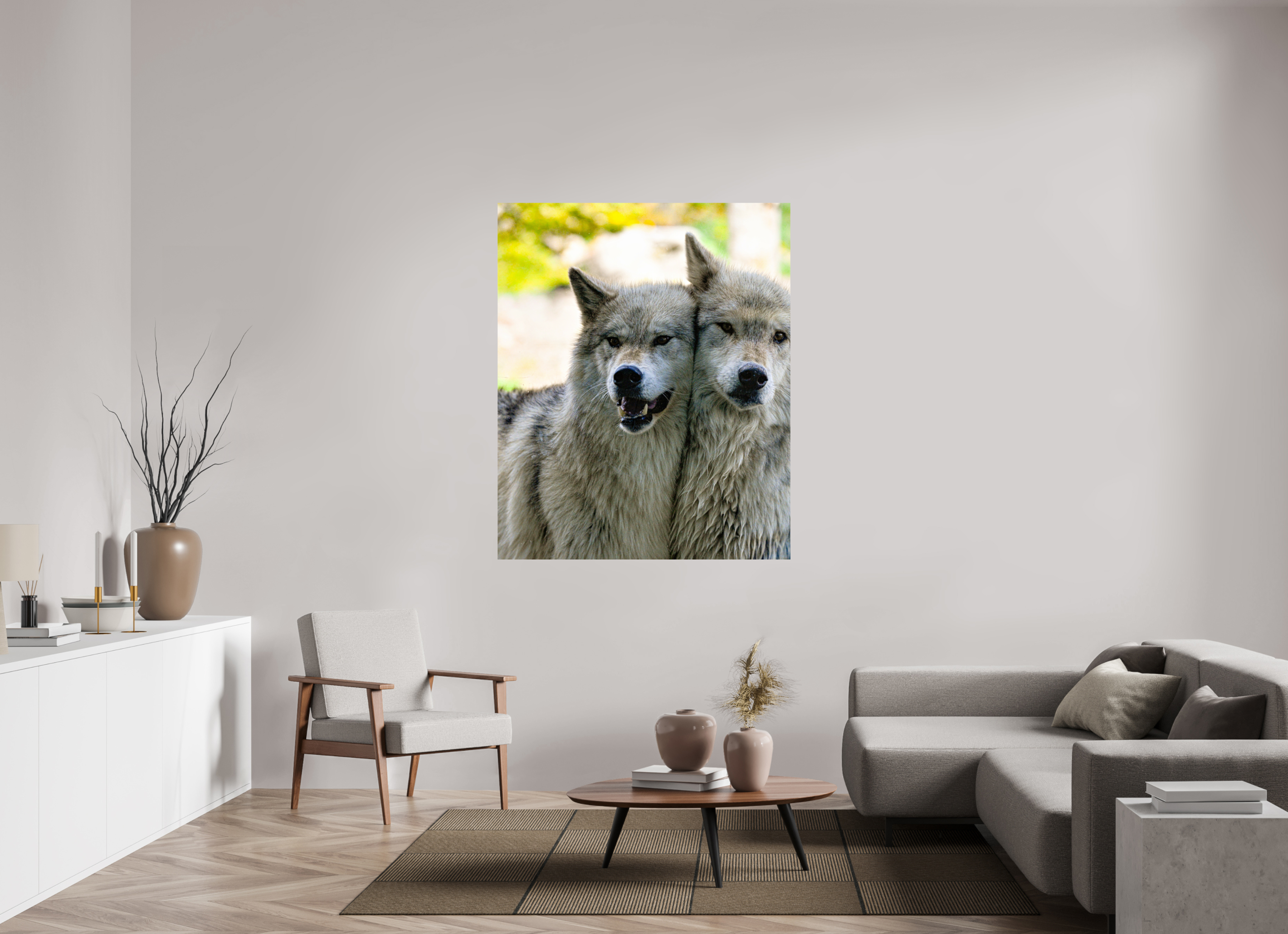 47 x 57.3″, METAL Wolf Friends