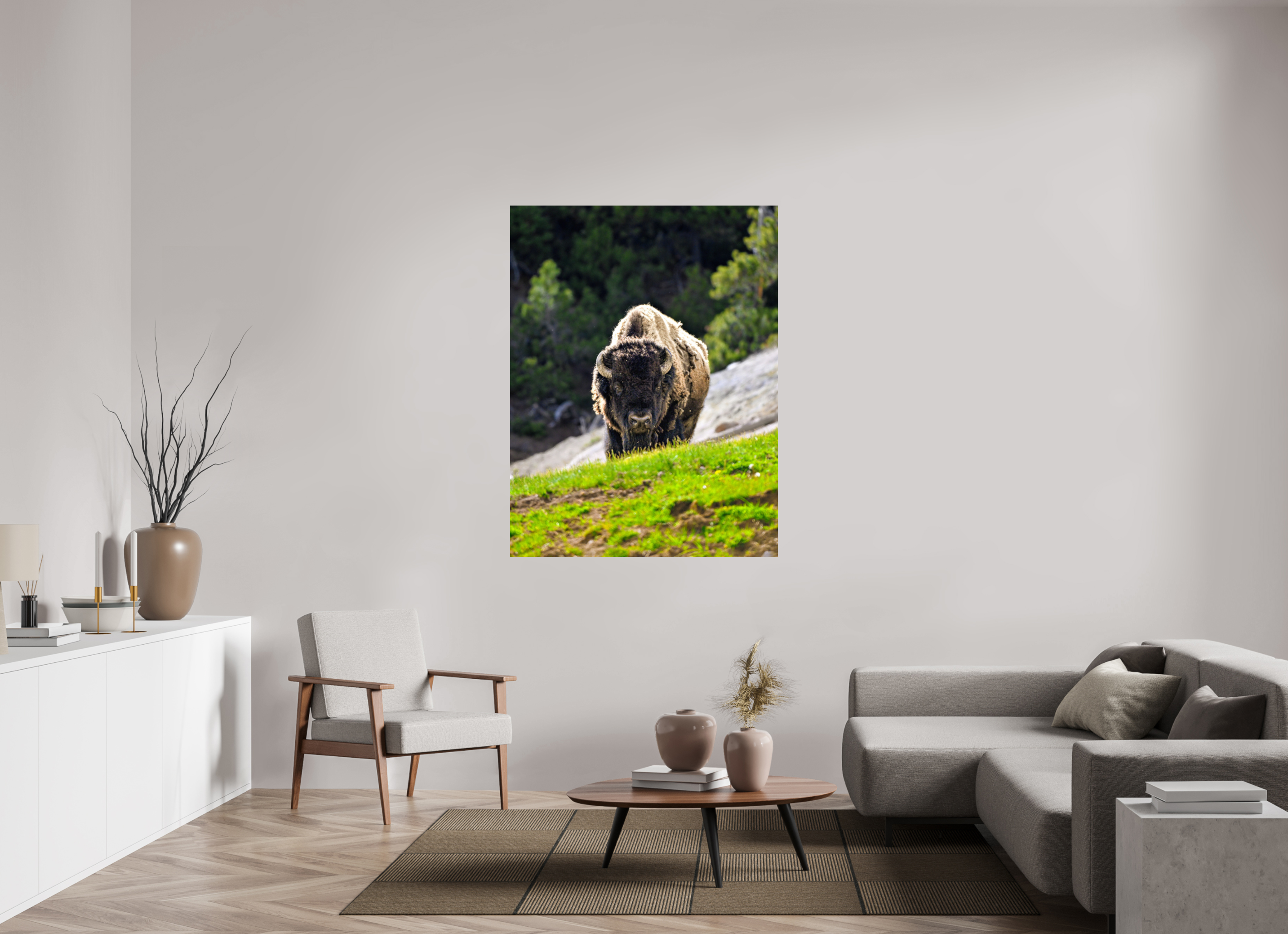 43 x 56.4″, METAL Bison Portrait