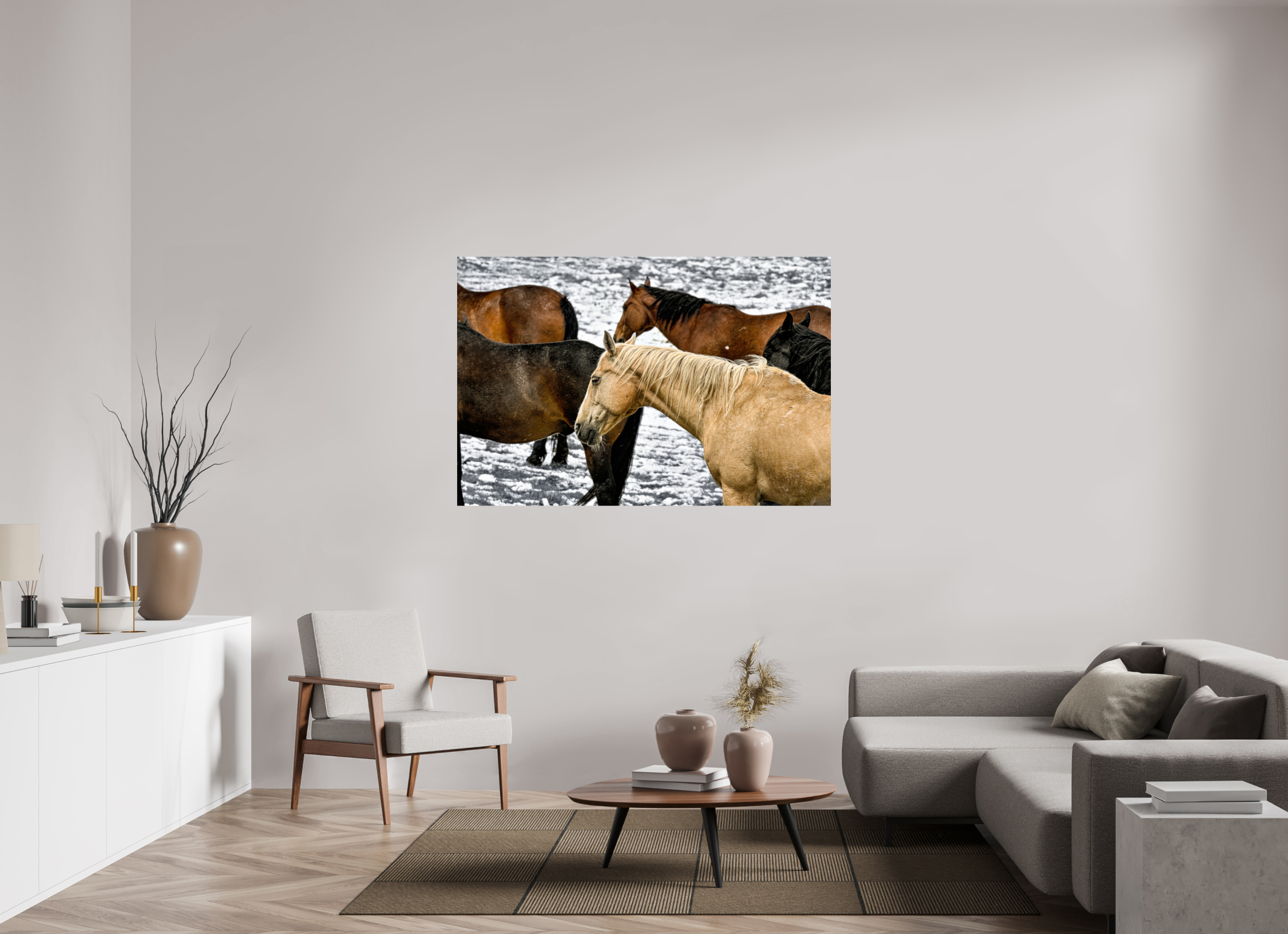 60 x 40″, METAL Colorful Horses