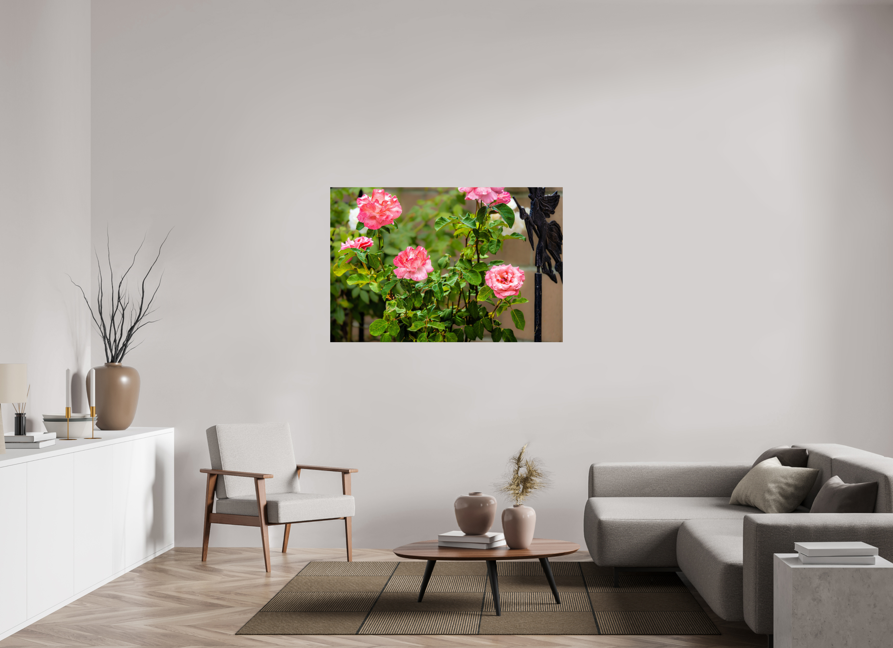54 x 36″, PHOTO PAPER Pink Rose Bush