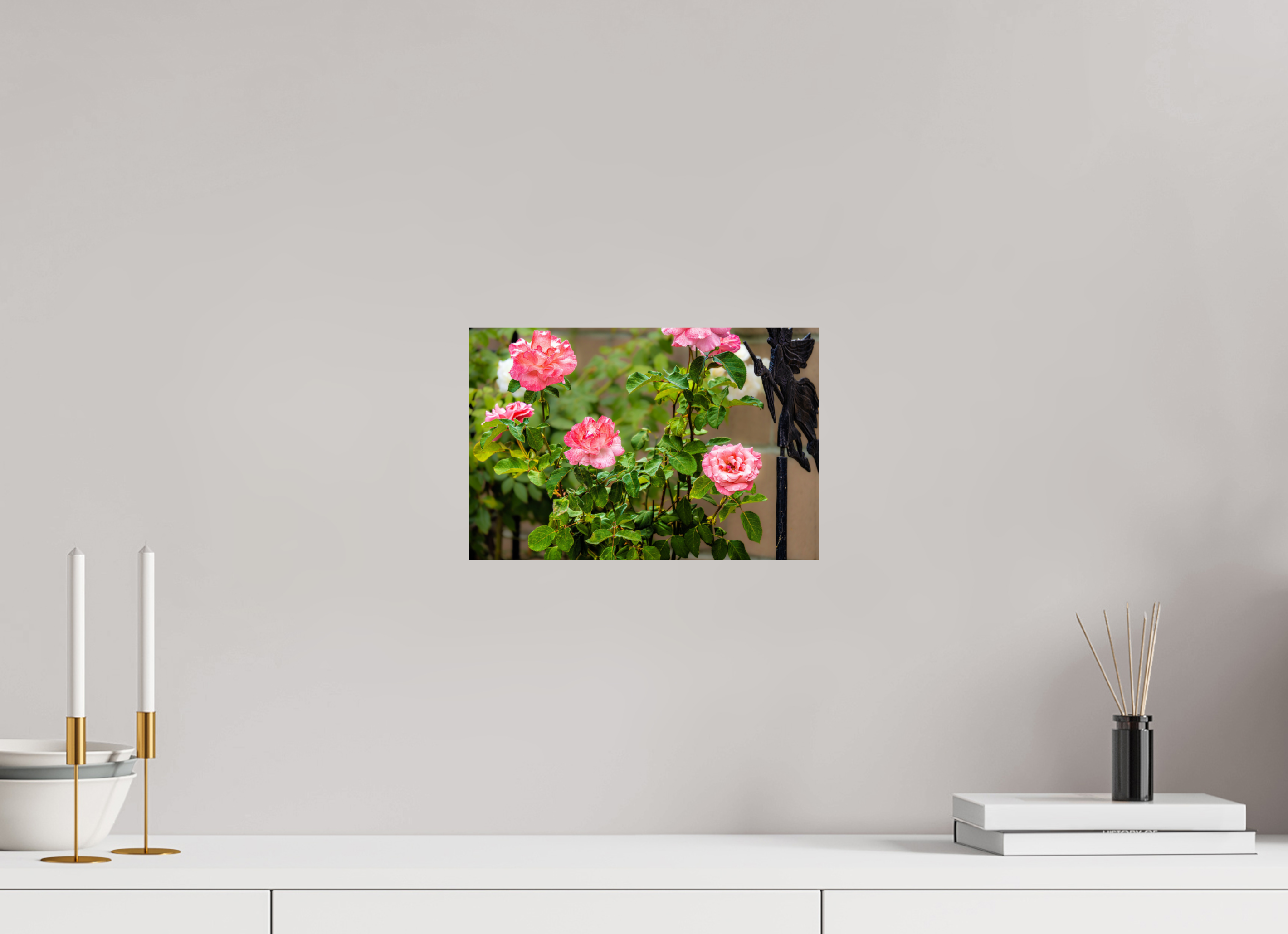 12 x 8″, METAL Pink Rose Bush