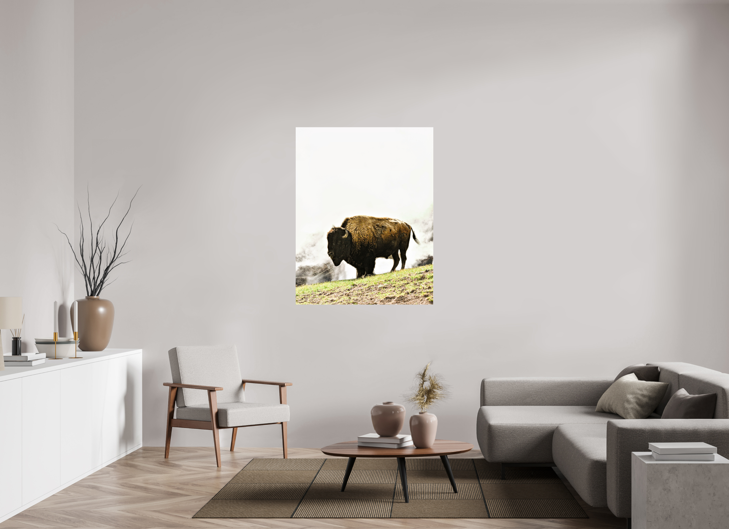 39 x 50.3″, ACRYLIC Bison with Steam