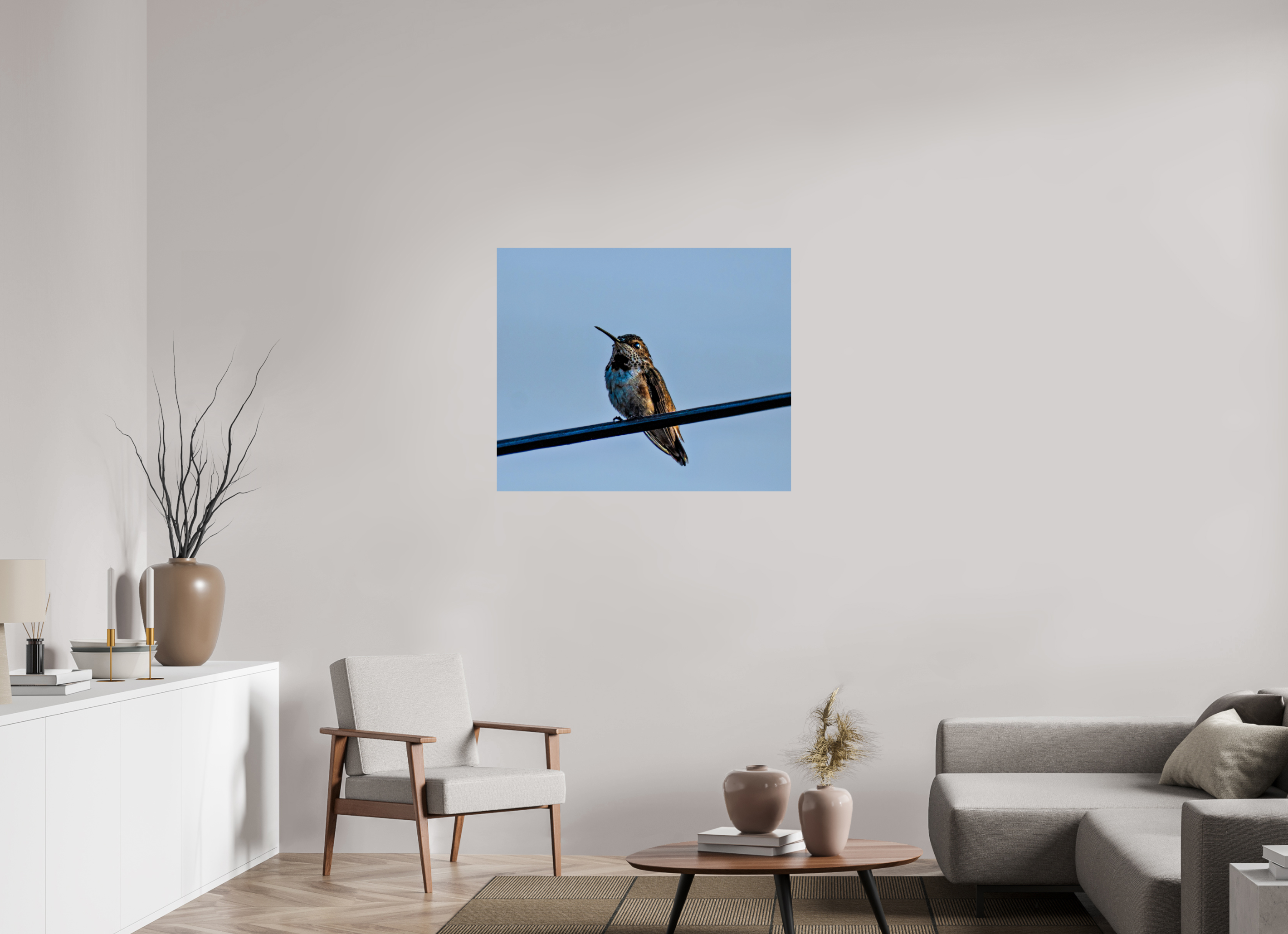 37.4 x 31″, METAL Hummingbird