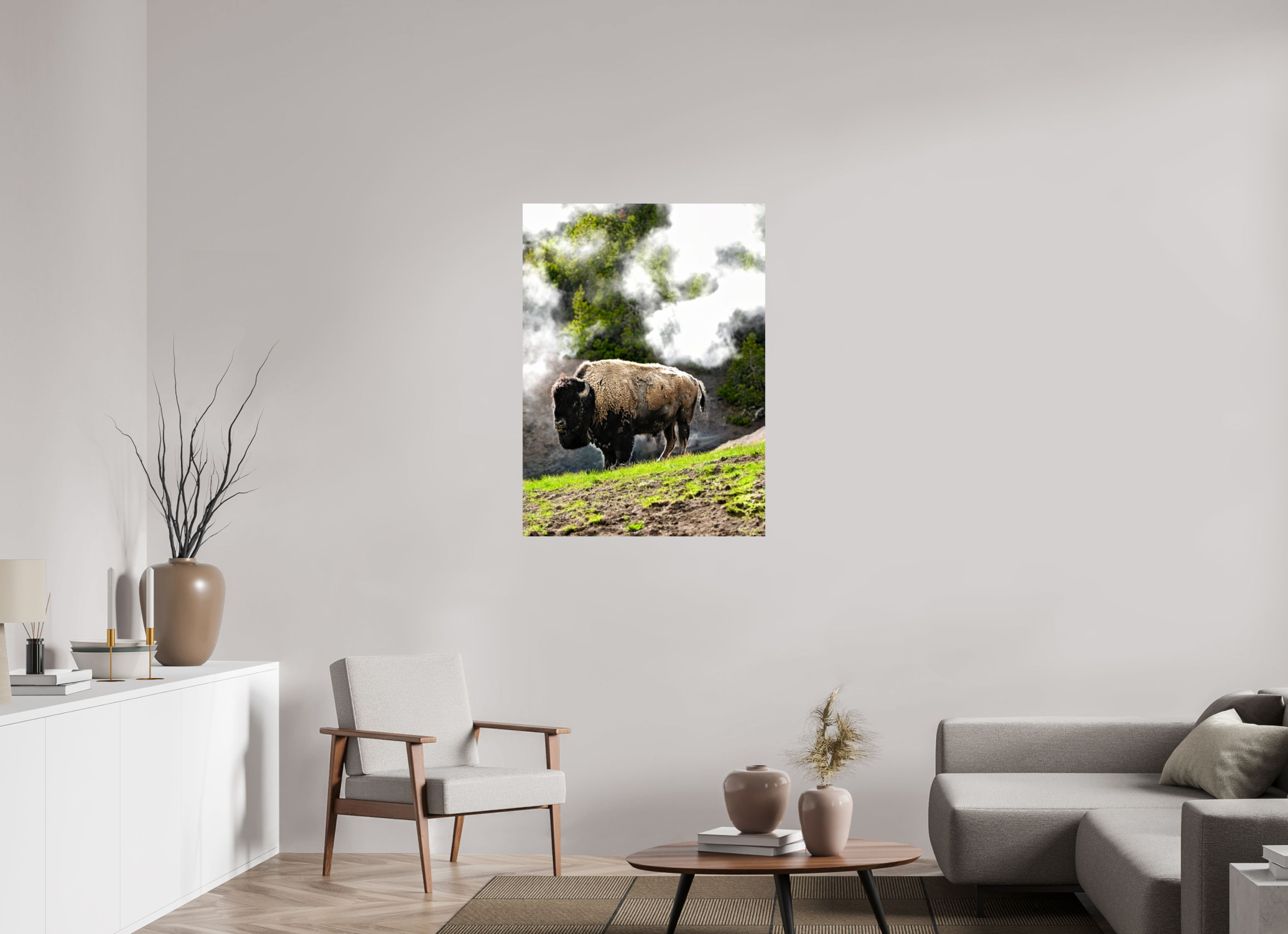 31 x 42.5″, PHOTO PAPER Bison With Steam