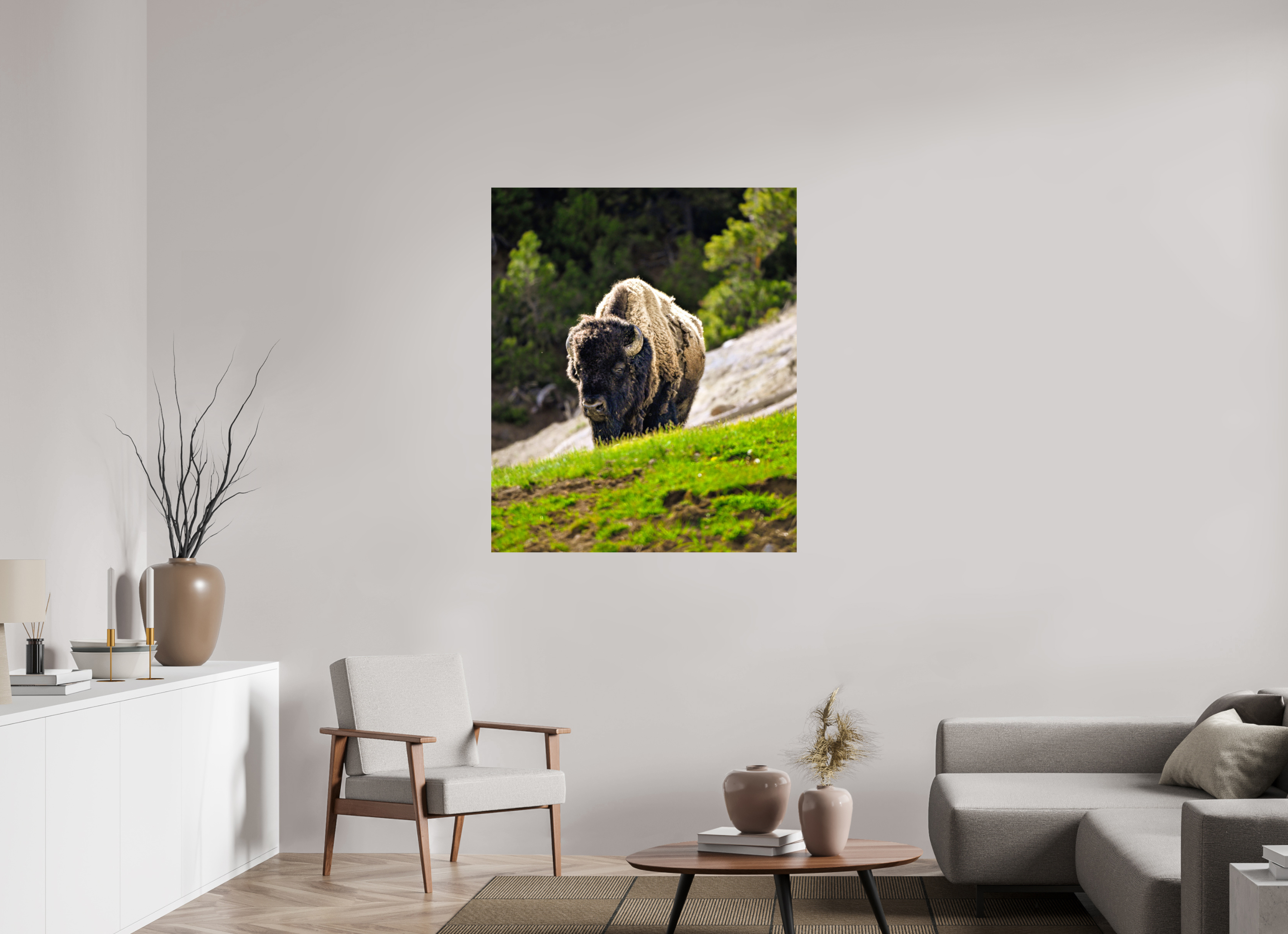 39 x 46.6″, PHOTO PAPER Bison Portrait