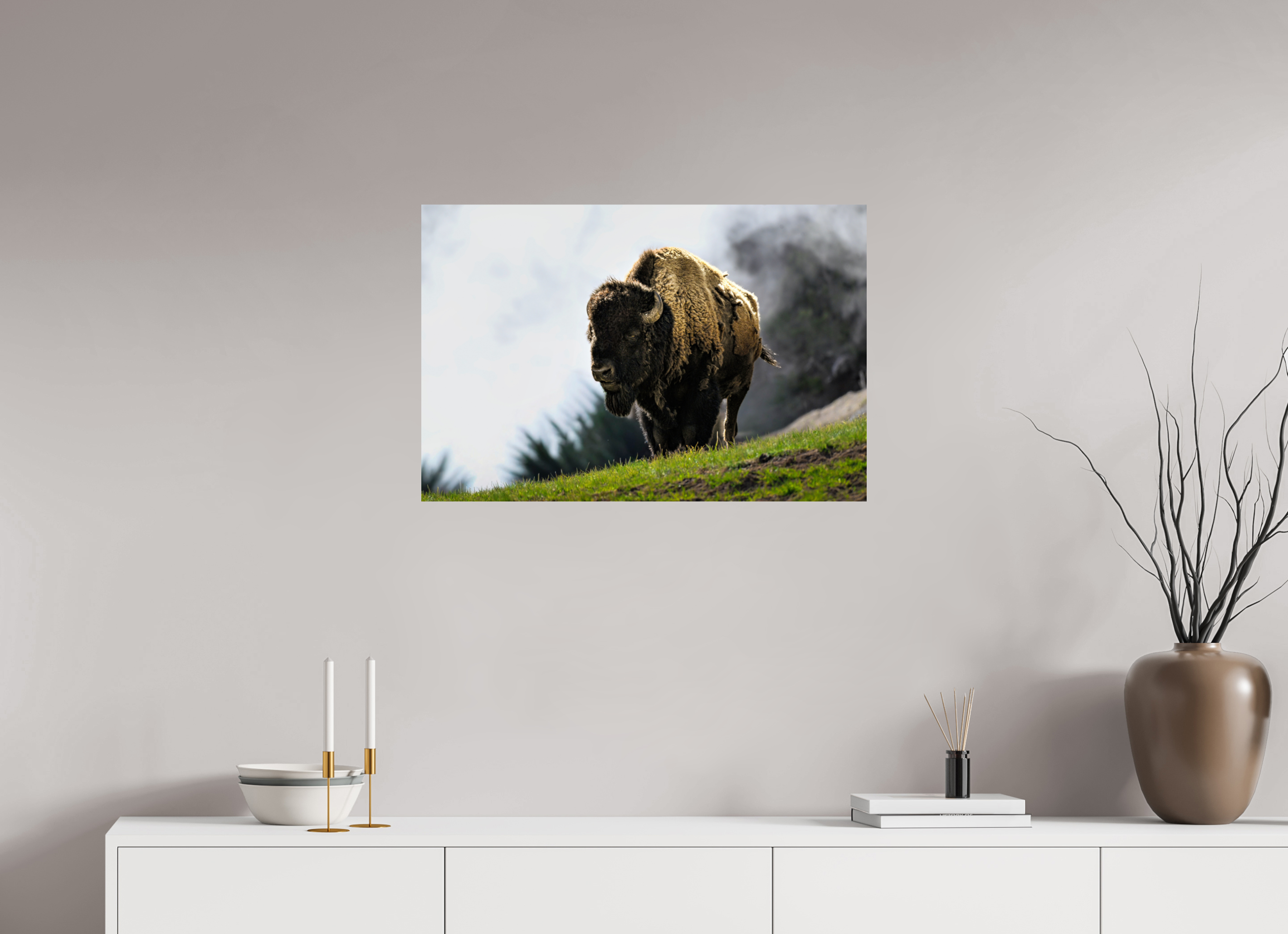 30 x 20″, METAL Bison