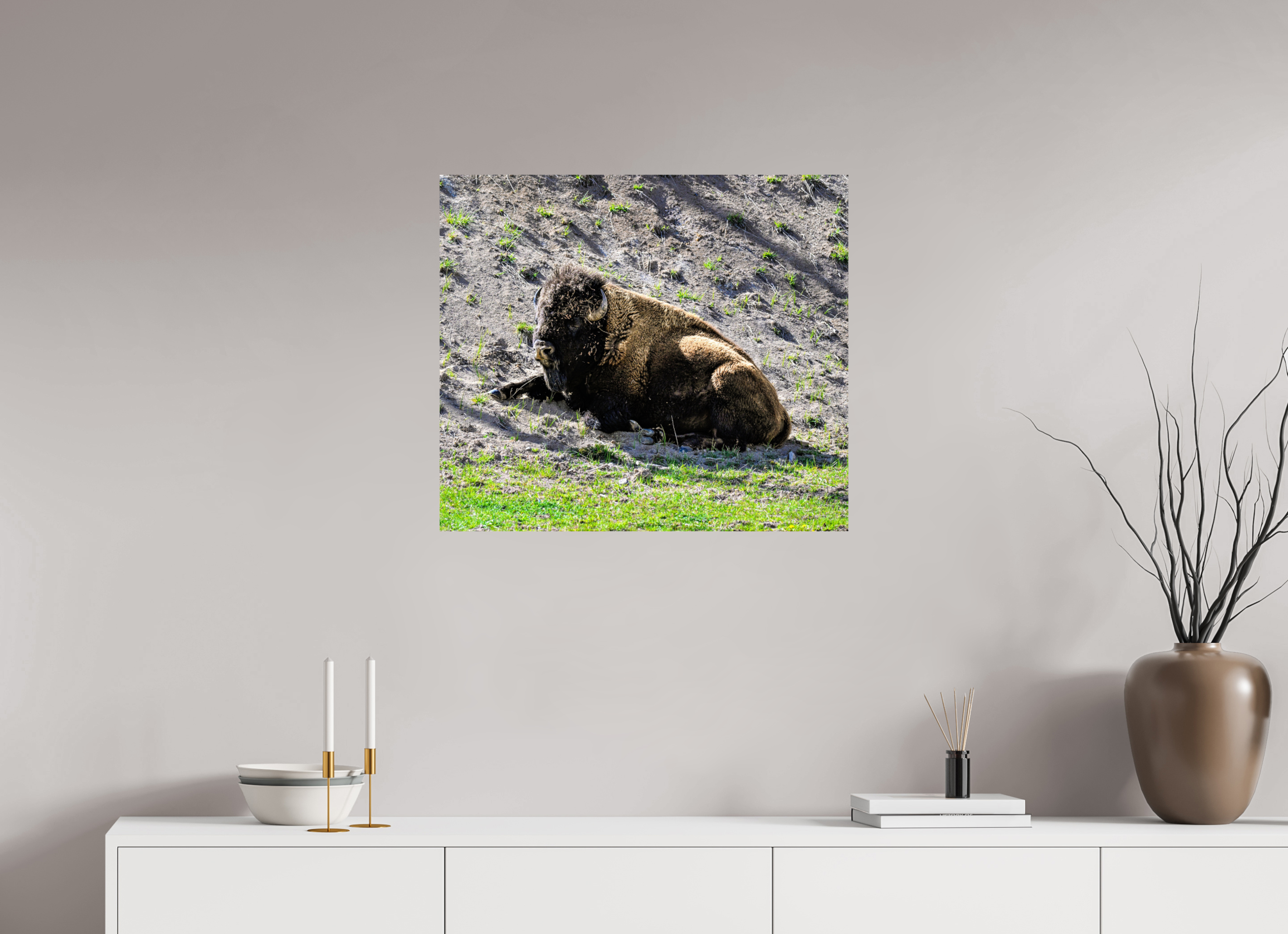 27.5 x 24″, METAL Bison Laying Down
