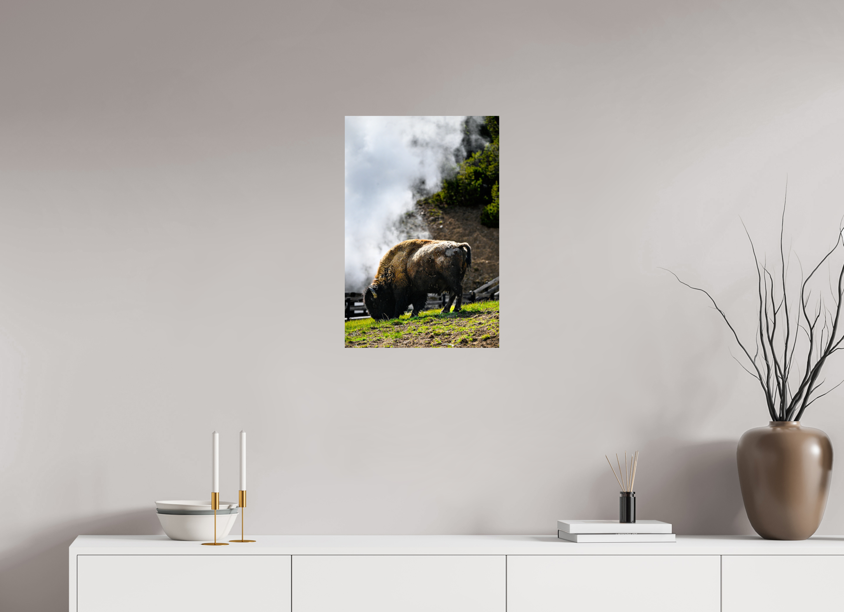 16 x 24″, PHOTO PAPER Bison Grazing