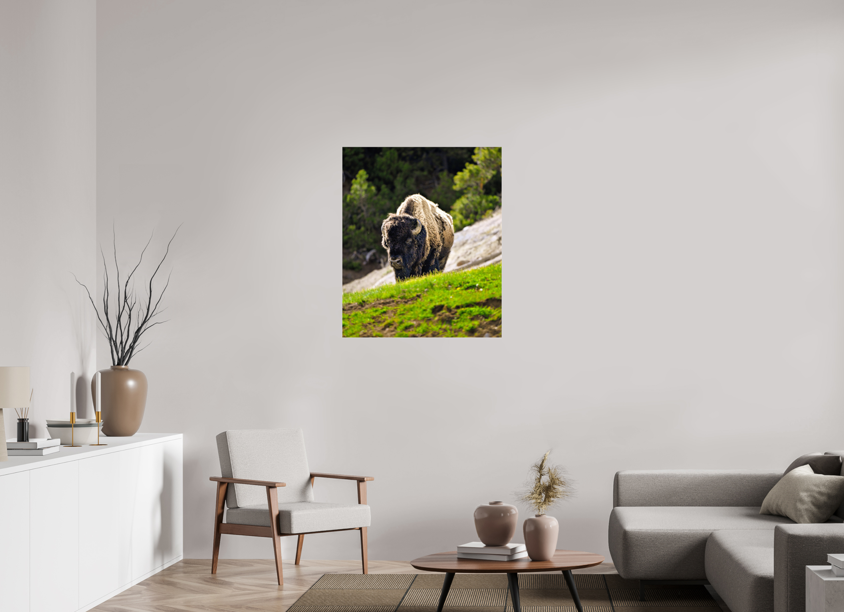 31 x 37″, ACRYLIC Bison Portrait
