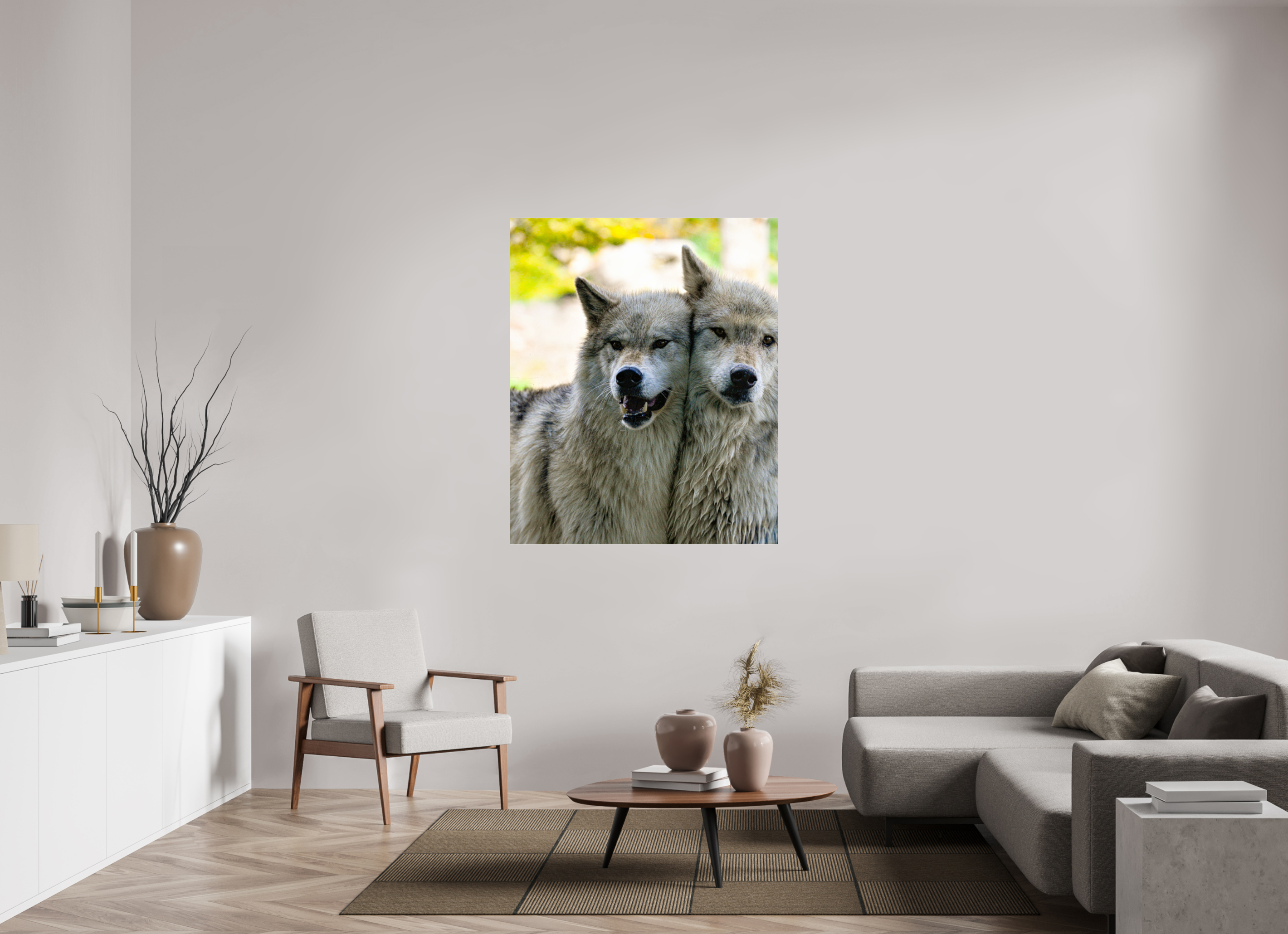 43 x 52.4″, ACRYLIC Wolf Friends