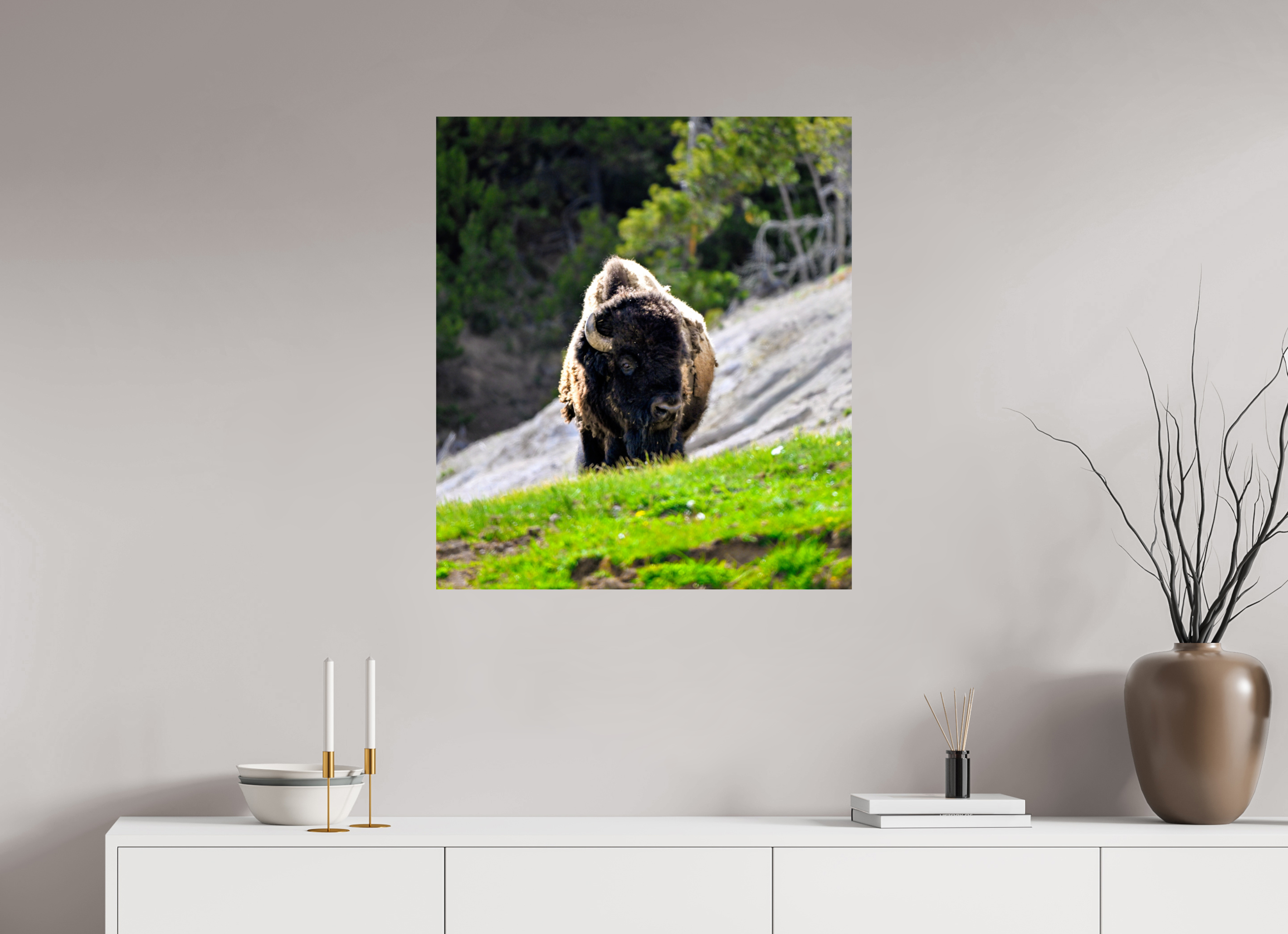 28 x 31.9″, METAL Bison Portrait
