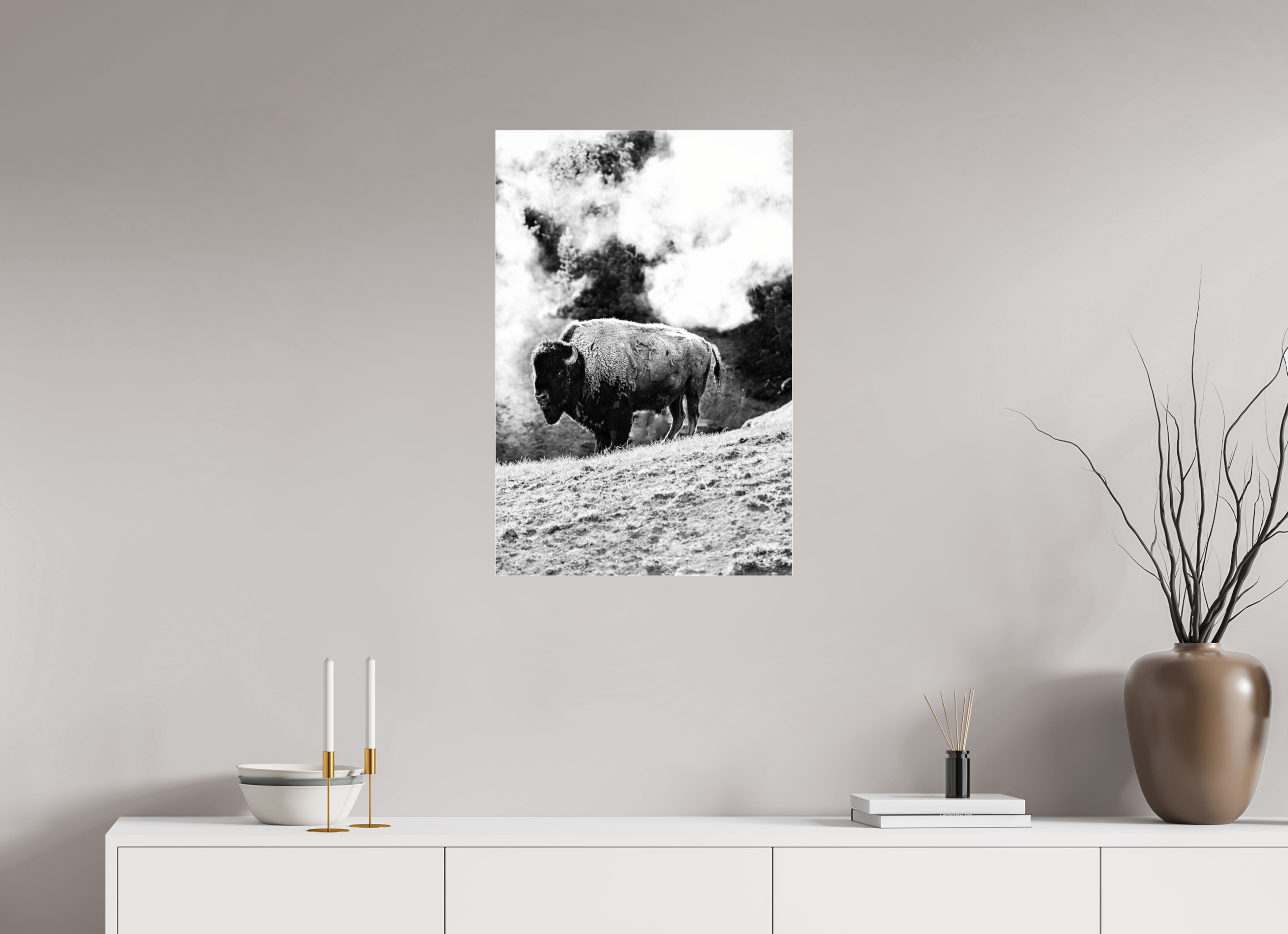 20 x 30″, ACRYLIC Monochrome Bison
