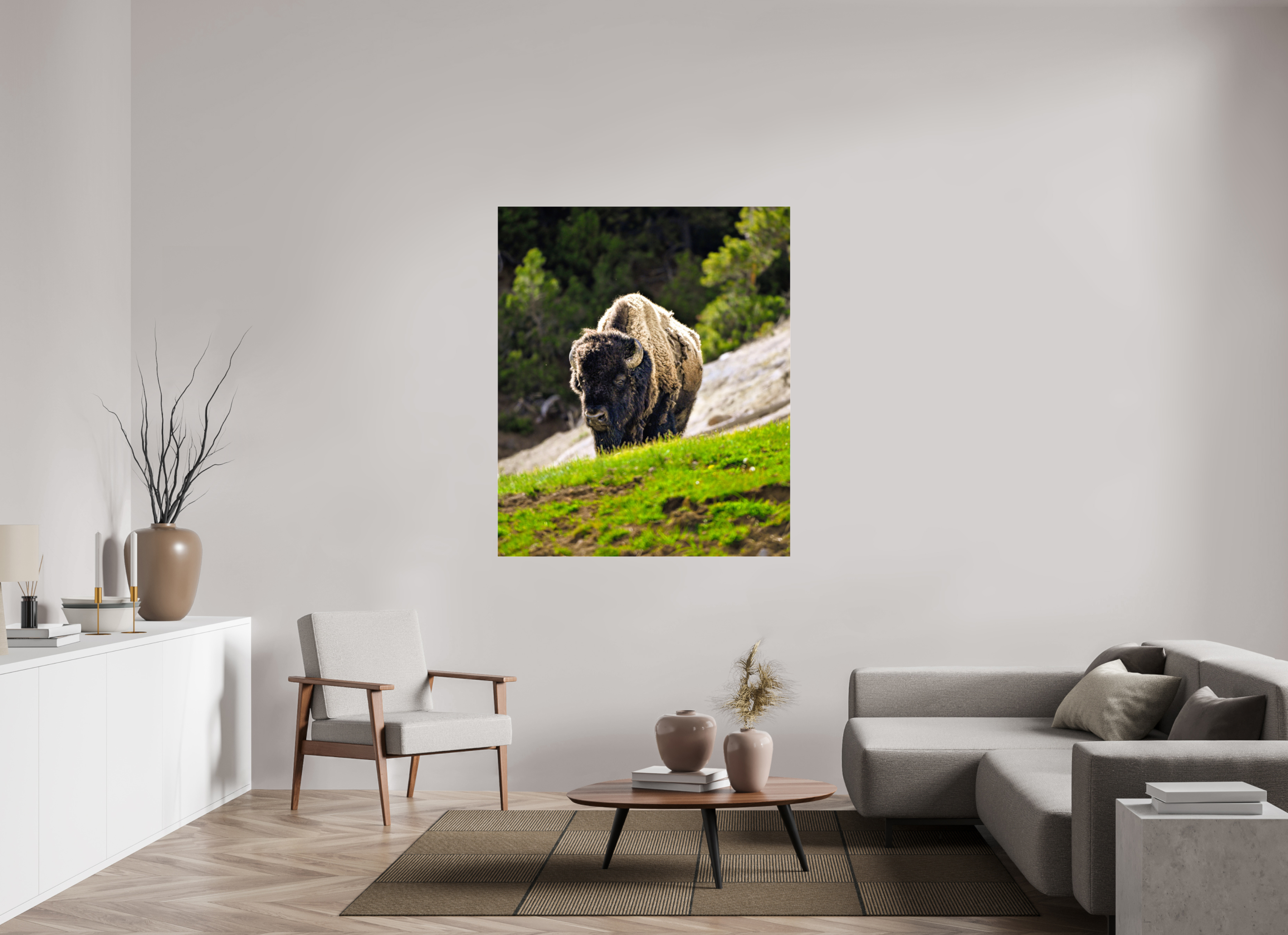 47 x 56.2″, ACRYLIC Bison Portrait