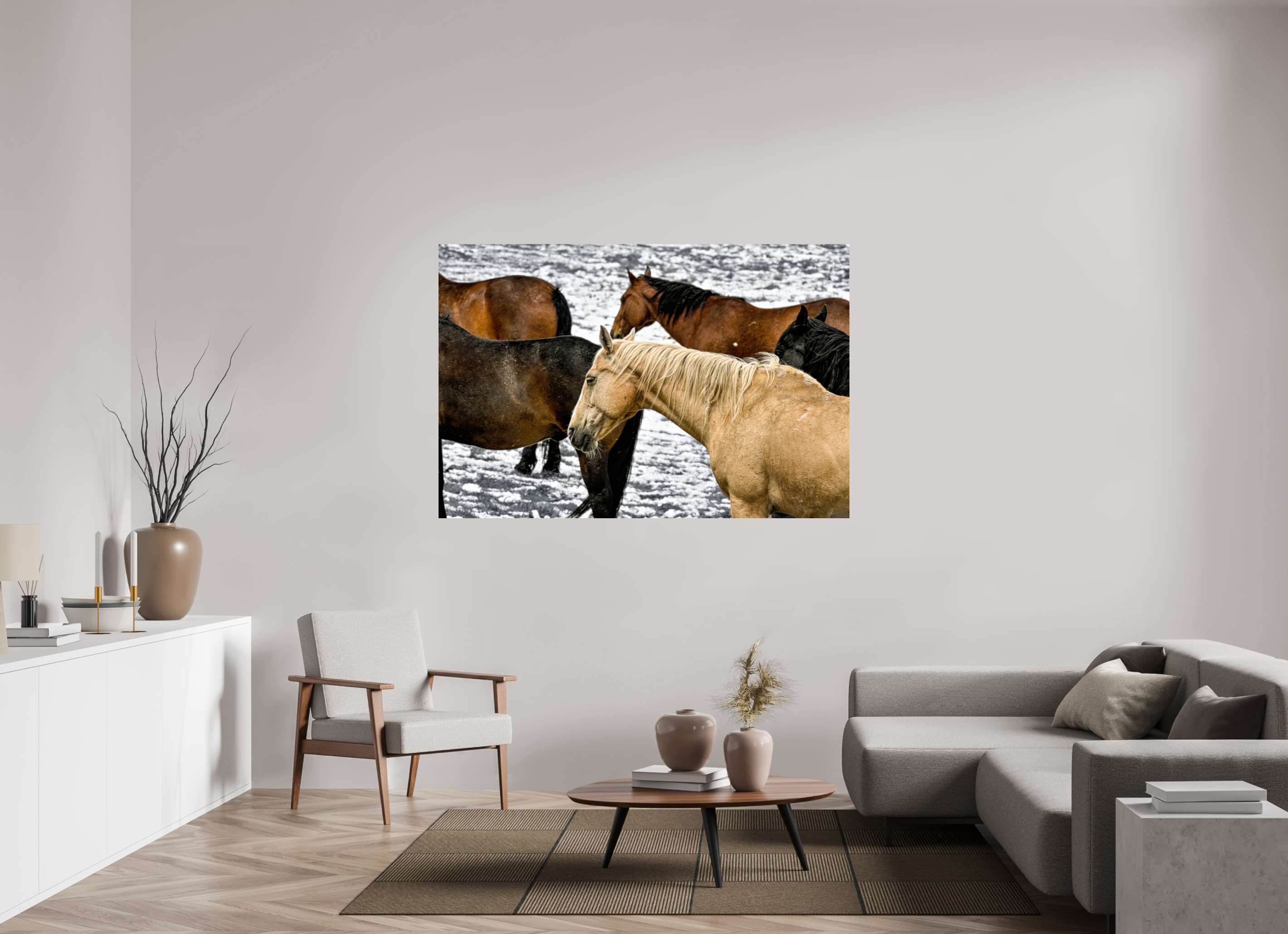 66 x 44″, METAL Colorful Horses