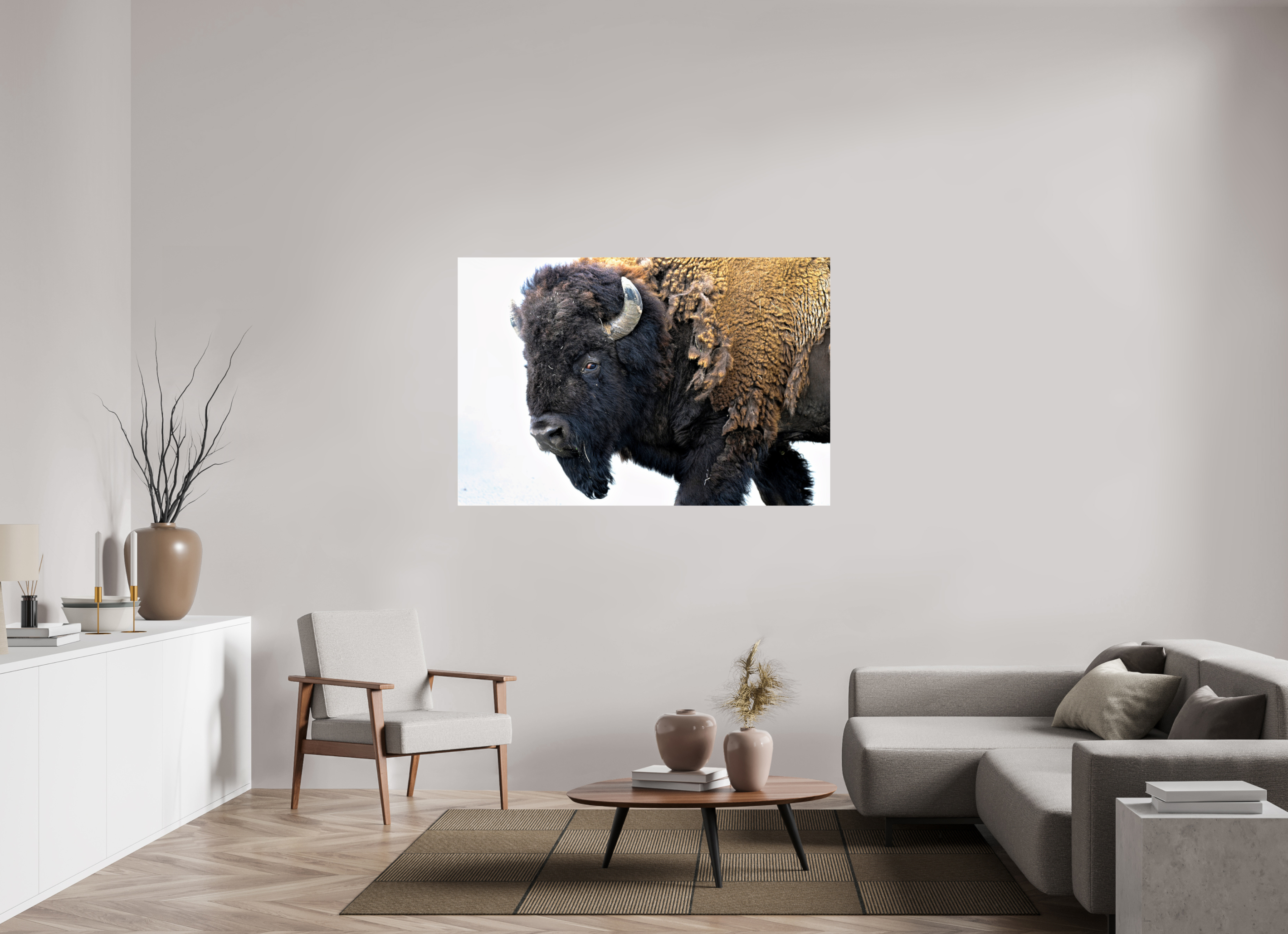 60 x 40″, PHOTO PAPER Bison Side eye